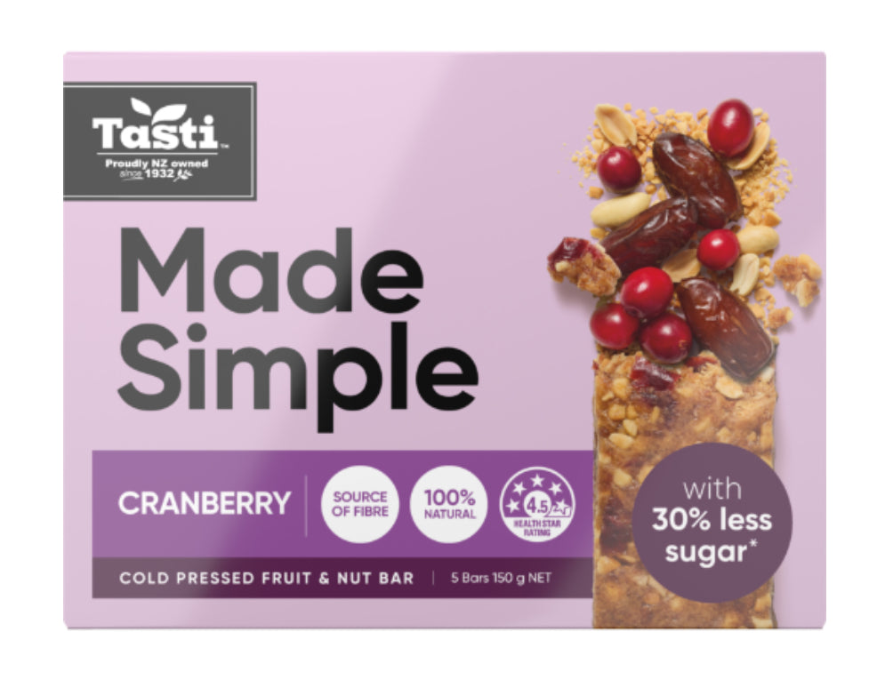 Tasti Made Simple Muesli Bars Cranberry 5pk