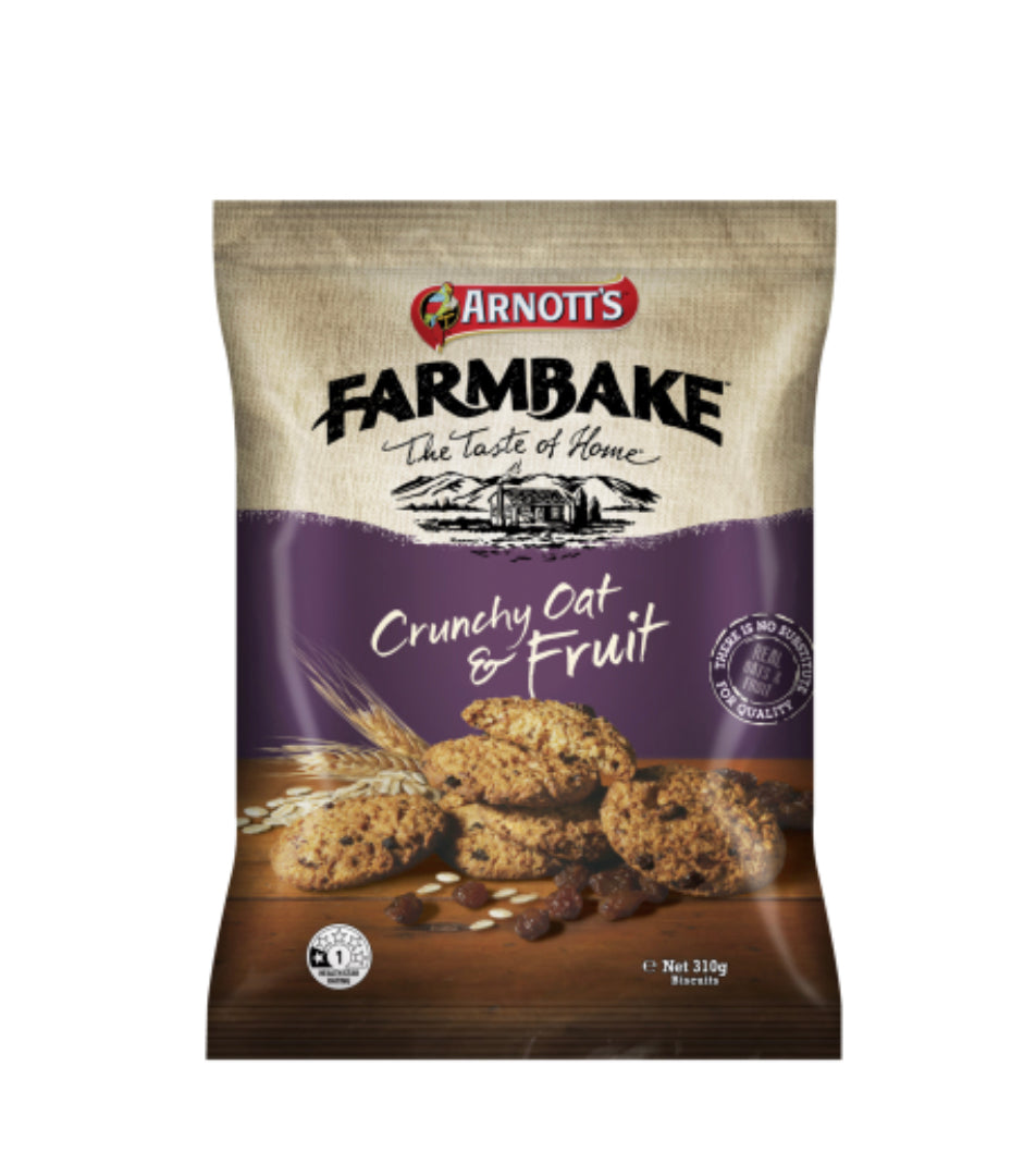 Arnott's Farmbake Crunchy Oat & Fruit Cookies 310g