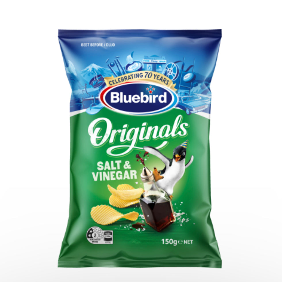 Bluebird Originals Salt & Vinegar Potato Chips 150g -(B2B)