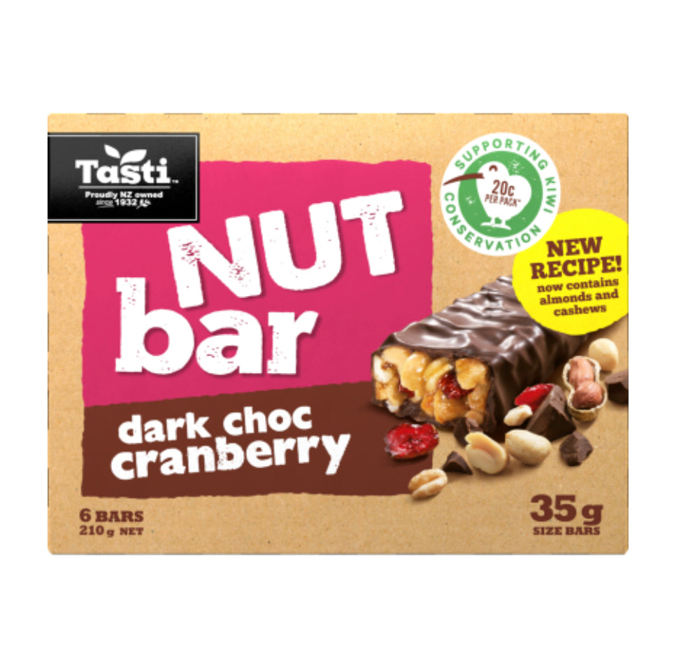 Tasti Dark Choc Cranberry Nut Bar 6 x 35g