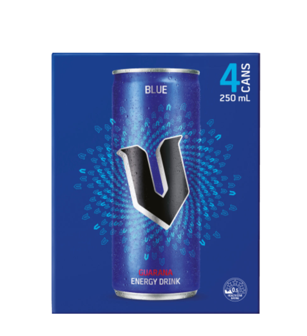 V Blue Guarana Energy Drink 4 x 250ml