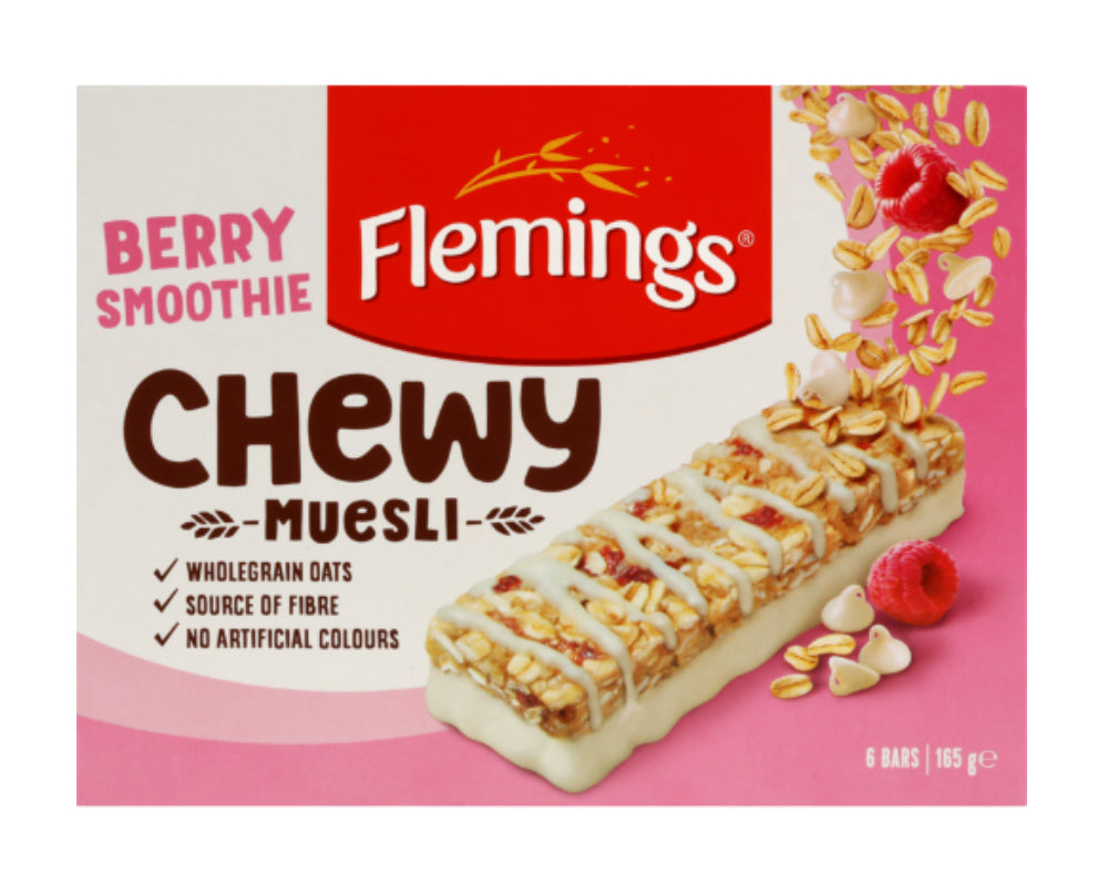 Flemings Berry Smoothie Chewy Muesli Bar 6 x 27.5g