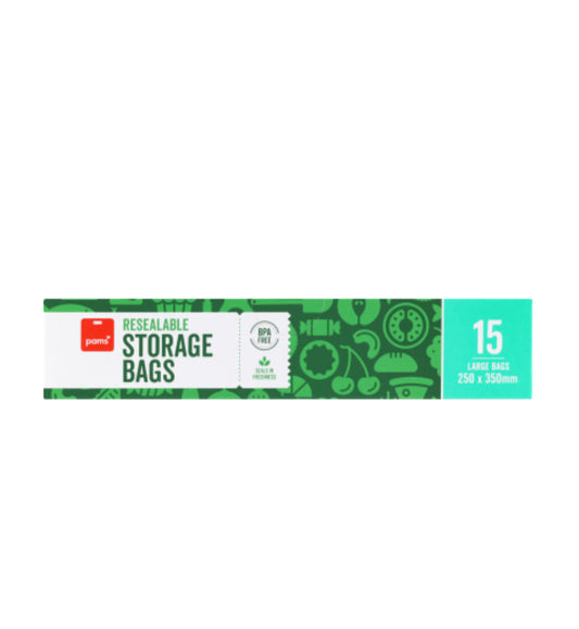 Pams Resealable Large Storage Bags 15pk -(B2B)