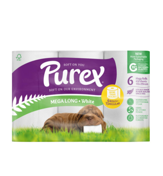 Purex Mega Long White 2 Ply Toilet Rolls 6pk