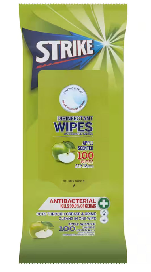 Strike Cleaning Wipes Disinfectant Apple 100pk