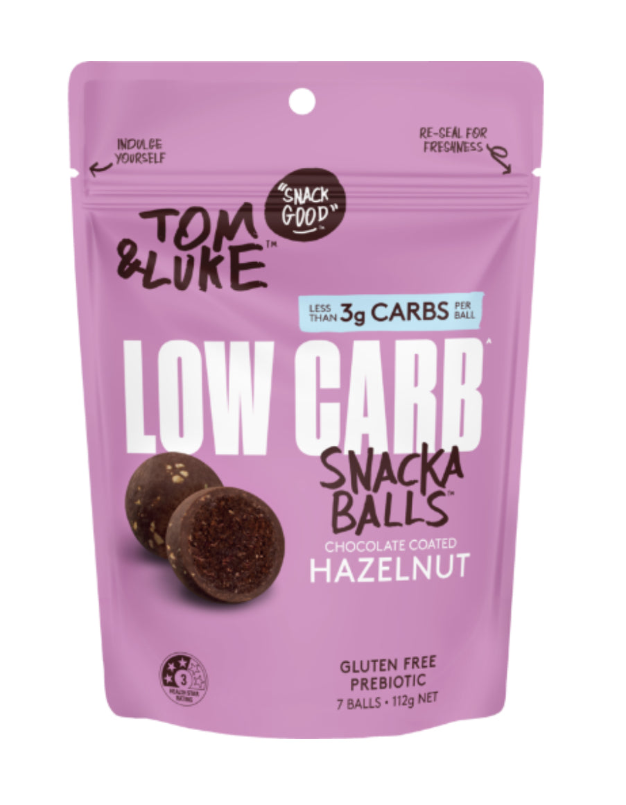 Tom & Luke Chocolate Coated Hazelnut Low Carb Snackaballs 112g