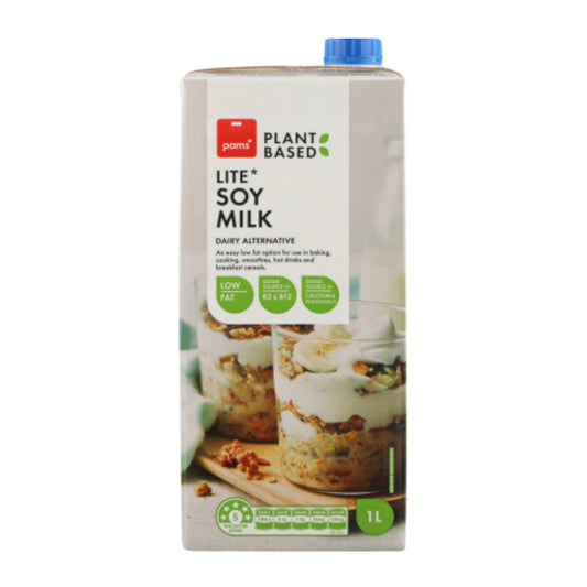 Pams Plant Based Lite Soy Milk 1l
