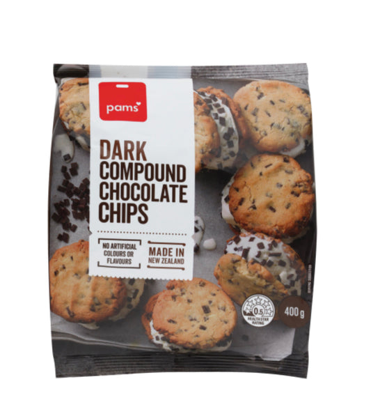 Pams Dark Compound Chocolate Chips 400g -(B2B)