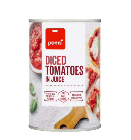 Pams Diced Tomatoes In Juice 400g -(B2B)
