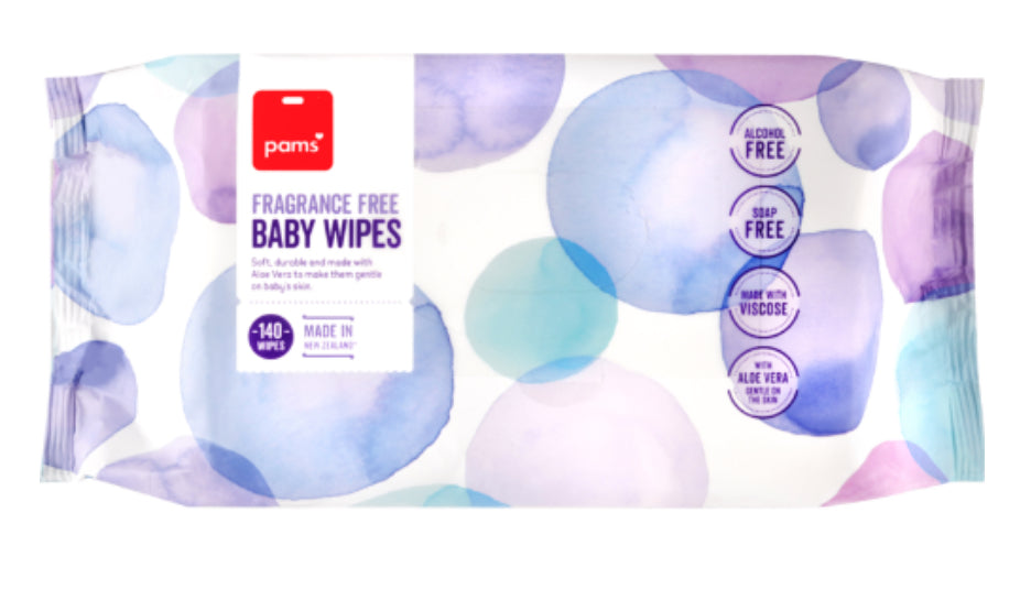 Pams Fragrance Free Baby Wipes 140pk