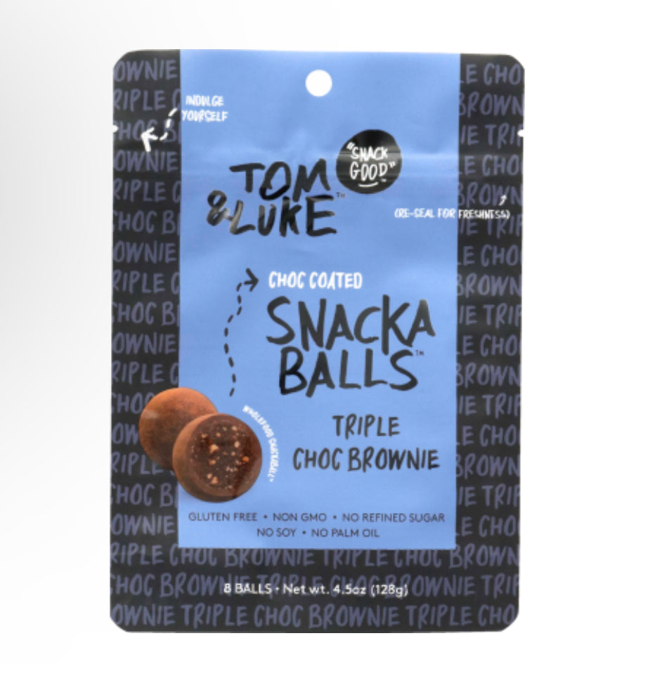 Tom & Luke Triple Chocolate Brownie Choc Coated Snackaballs 128g