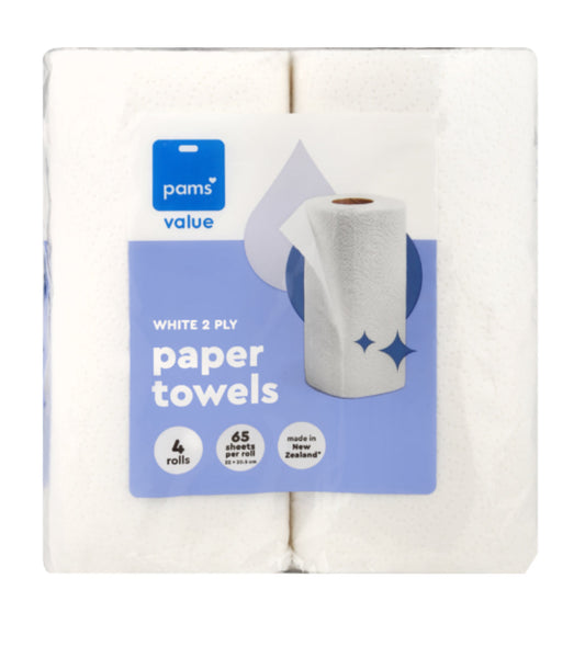 Pams Value White 2ply Paper Towels 4pk -(B2B)