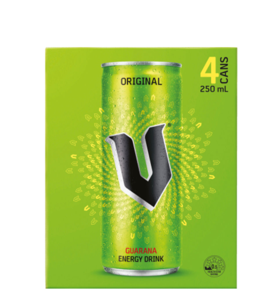 V Green Guarana Energy Drink 4 x 250ml