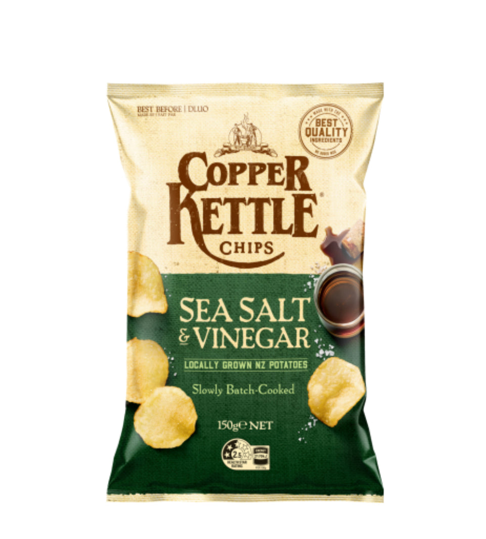 Copper Kettle Sea Salt & Vinegar Potato Chips 150g