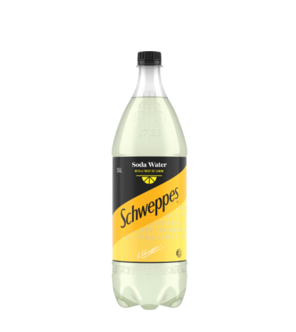 Schweppes Soda Water With A Twist Of Lemon 1.5l