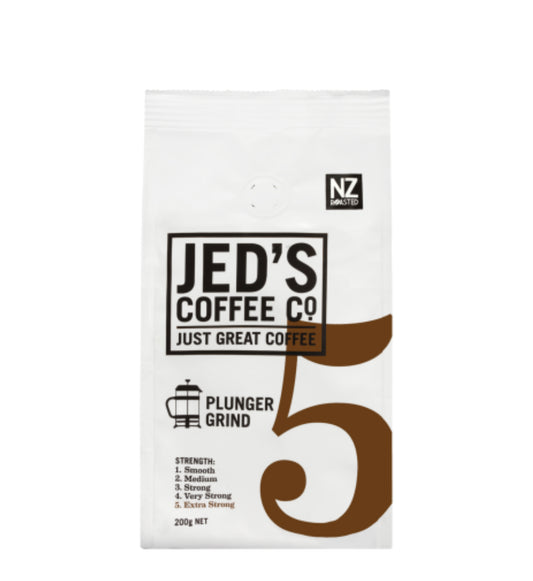 Jed's Coffee Co. #5 Extra Strong Strength Plunger Grind Coffee 200g