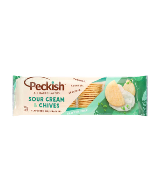Peckish Sour Cream & Chives Flavoured Rice Crackers 90g
