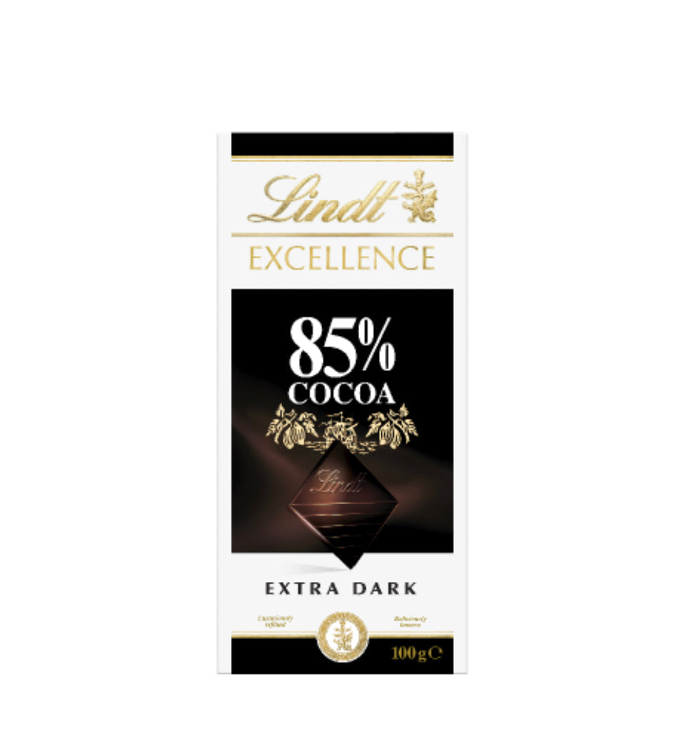Lindt Excellence 85% Cocoa Extra Dark Chocolate Block 100g -(B2B)