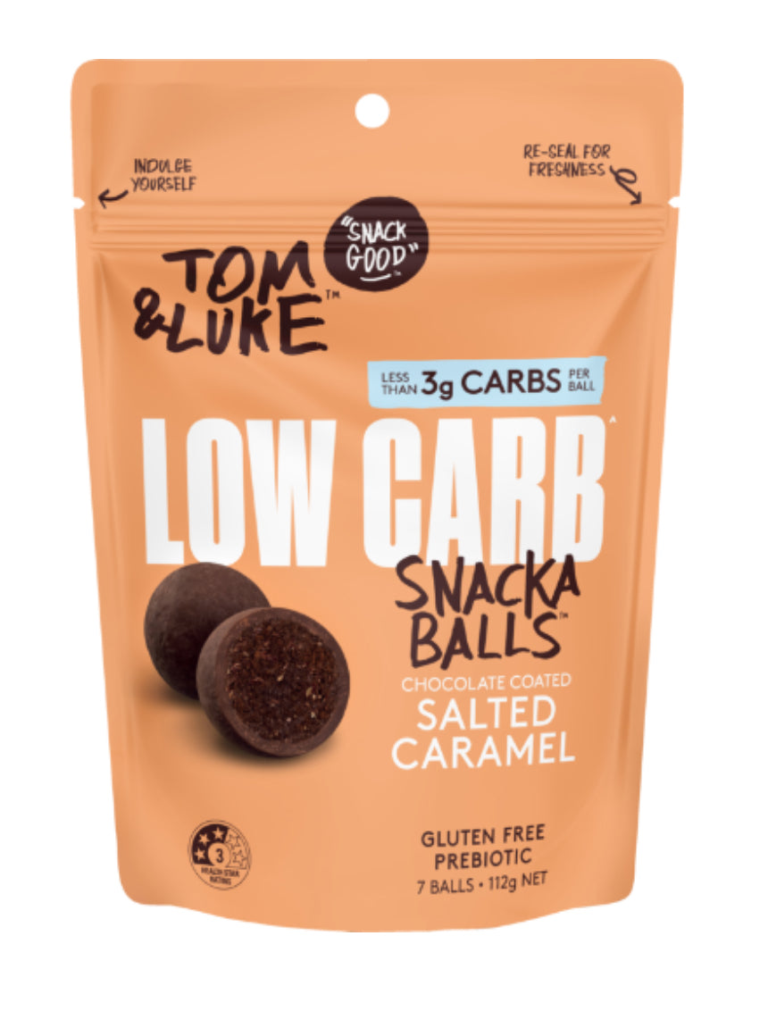 Tom & Luke Chocolate Coated Salted Caramel Low Carb Snackaballs 112g