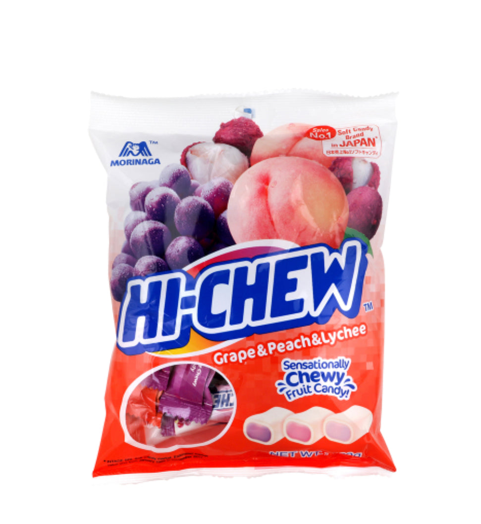 Morinaga Hi-Chew Grape Peach & Lychee Mix 100g -(B2B)