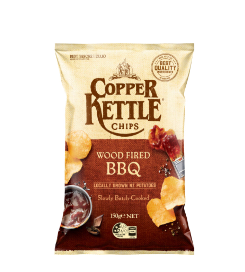 Copper Kettle Wood Fired BBQ Potato Chips 150g