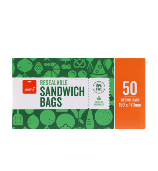 Pams Resealable Sandwich Bags 50pk -(B2B)