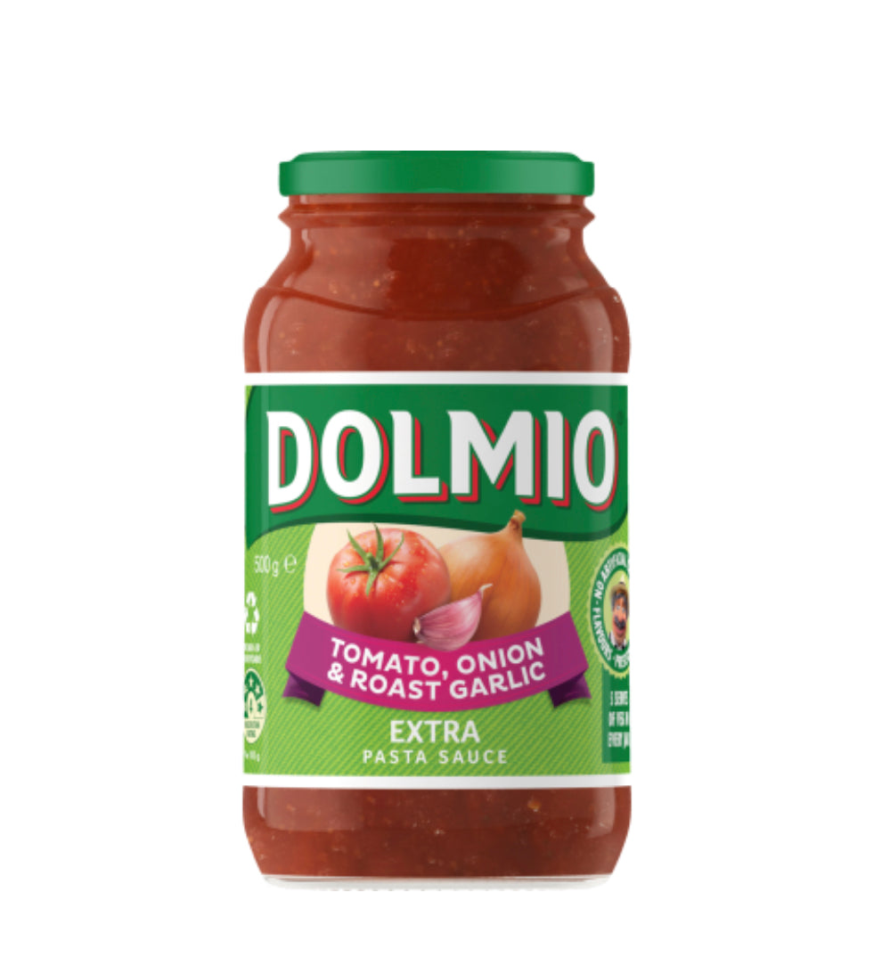 Dolmio Tomato Onion & Roast Garlic Extra Pasta Sauce Jar 500g