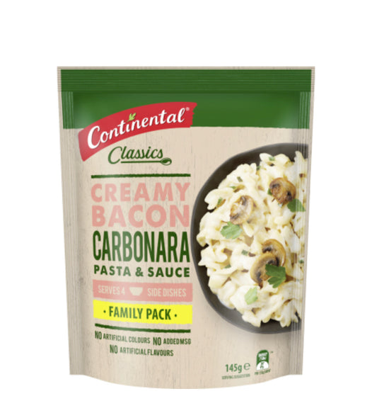 Continental Creamy Bacon Carbonara Pasta & Sauce 145g -(B2B)