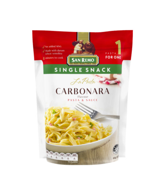 San Remo La Pasta Carbonara Pasta & Sauce Single Snack 80g