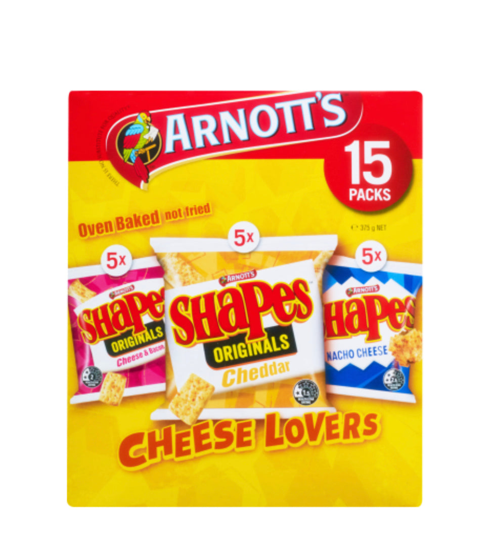Arnott's Shapes Cheese Lovers Multi Pack 15pk