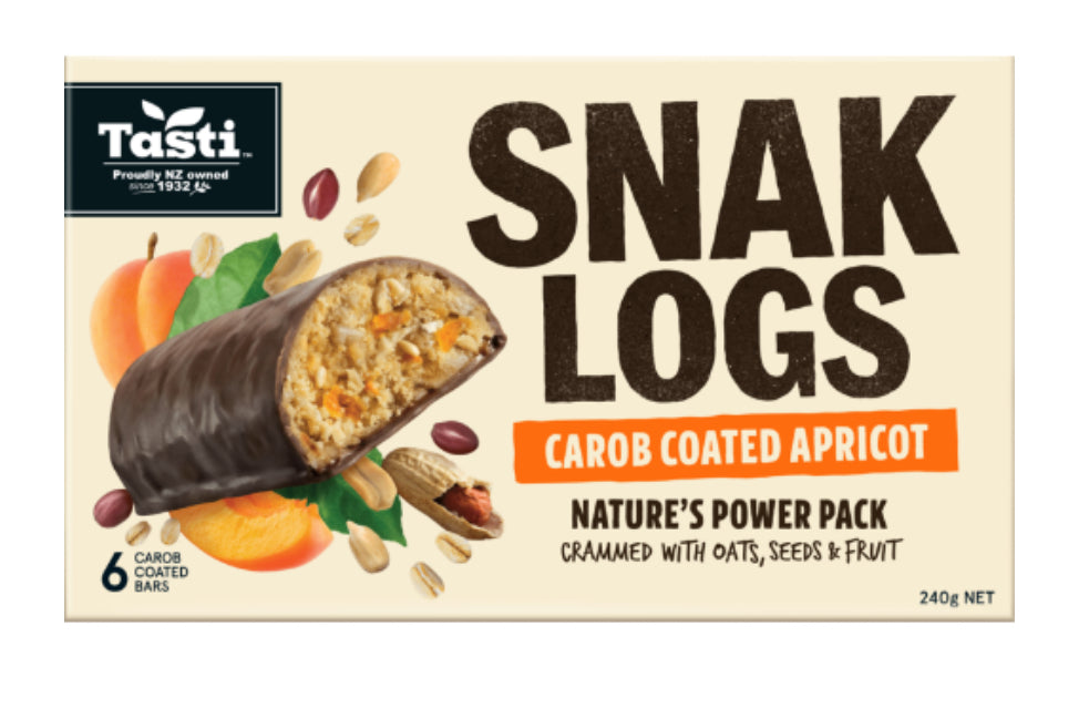 Tasti Carob Coated Apricot Snak Logs 6 x 40g