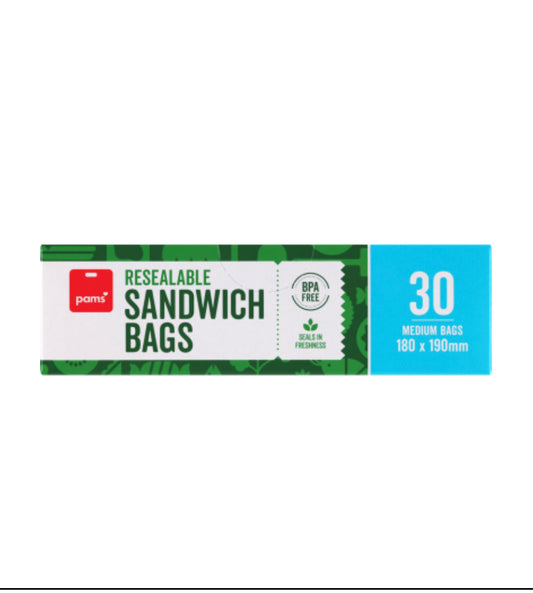 Pams Resealable Sandwich Bags 30pk -(B2B)