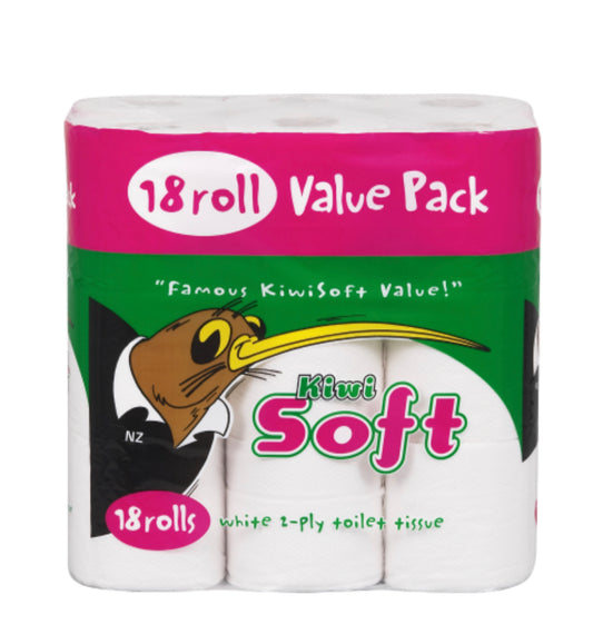 Kiwisoft White 2 Ply Toilet Tissue 18pk