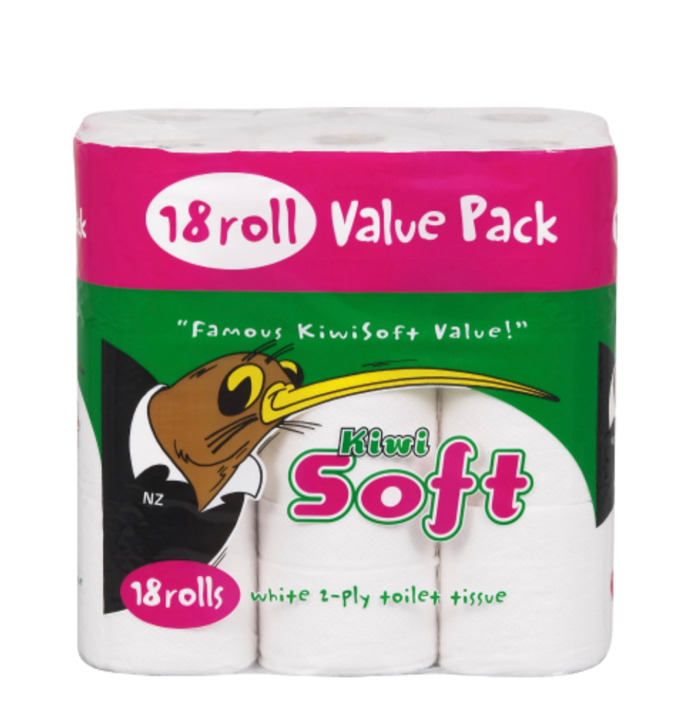 Kiwisoft White 2 Ply Toilet Tissue 18pk -(B2B)