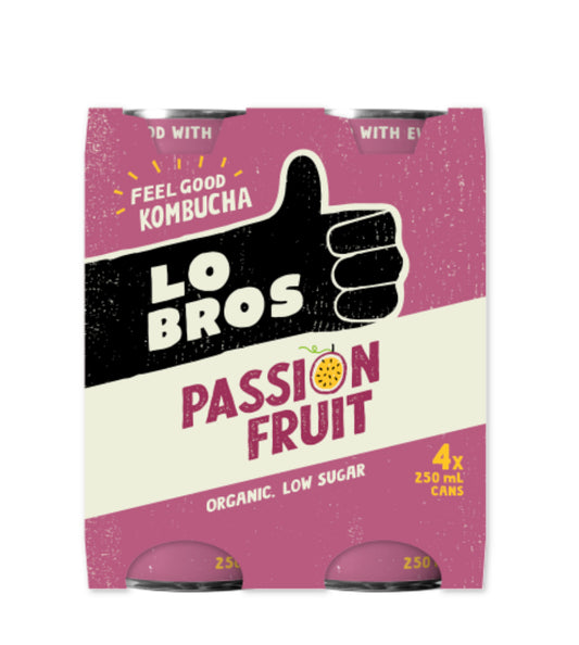 Lo Bros Kombucha Passionfruit 4pack (250ml)