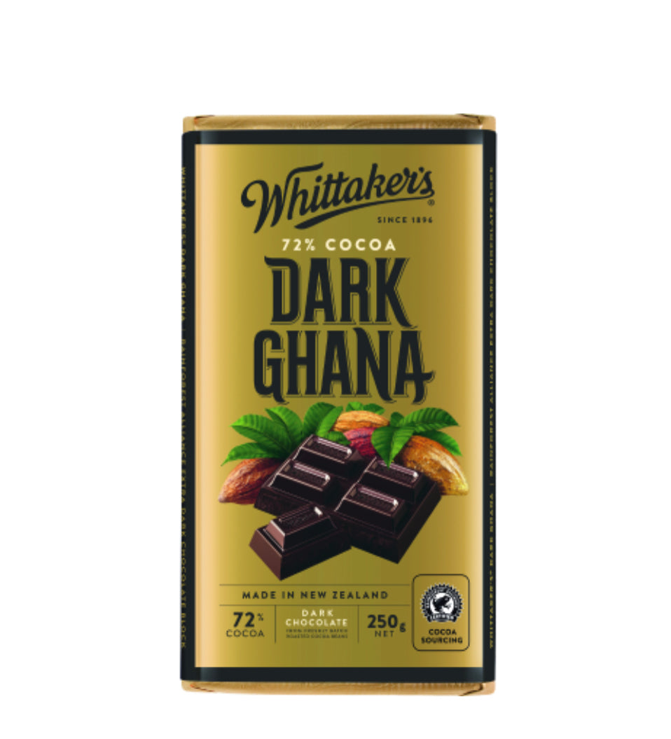 Whittaker's Dark Ghana 72% Cocoa Dark Chocolate Block 250g