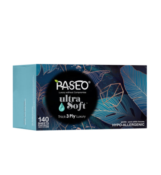Paseo Ultra Soft Hypo Allergenic 3 Ply Gentle Pure White Tissues 140pk