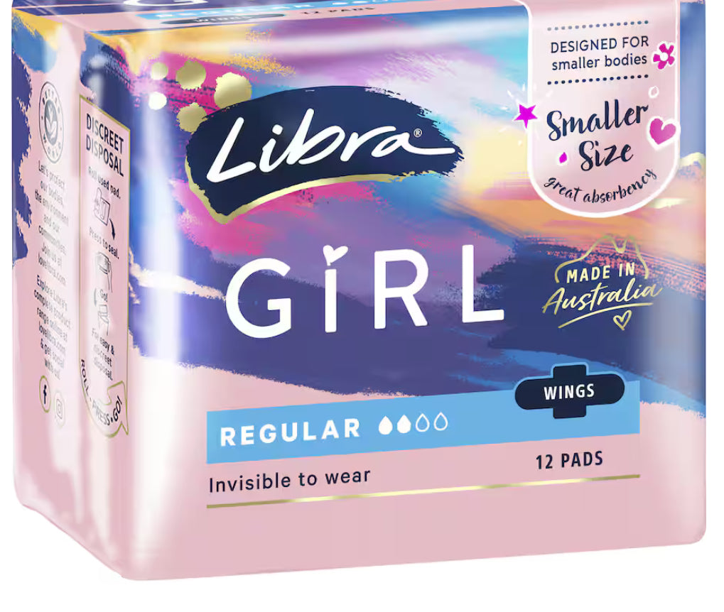 Libra Girl Pads Regular Ultra Thin With Wings 12pk