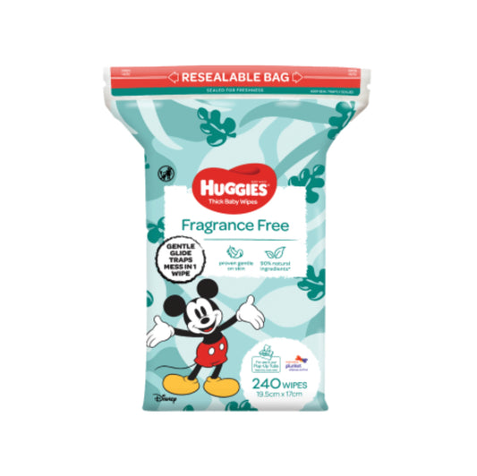 Huggies Fragrance Free Thick Baby Wipes 240pk
