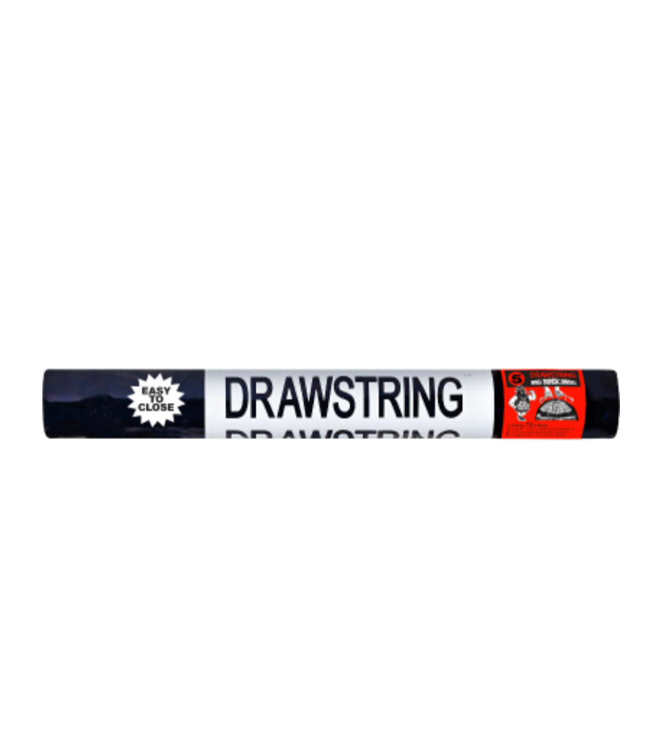 Big Black Sacks Draw String Rubbish Bags 670 x 900mm 5pk