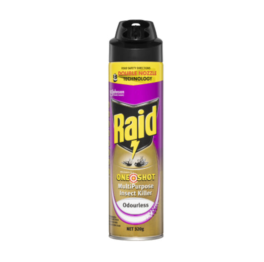 Raid One Shot Double Nozzle Odourless Multipurpose Insect Killer 320g