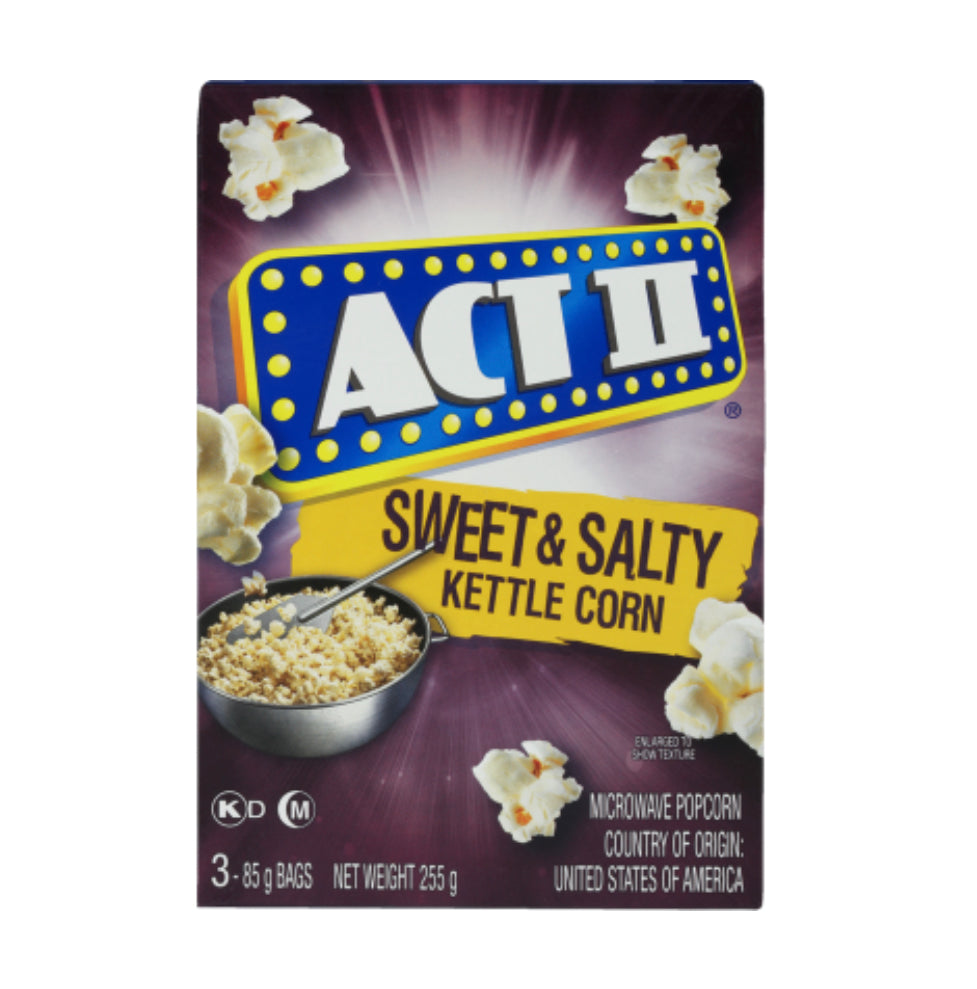 Act II Sweet & Salty Kettle Corn Flavour Microwave Popcorn 3pk
