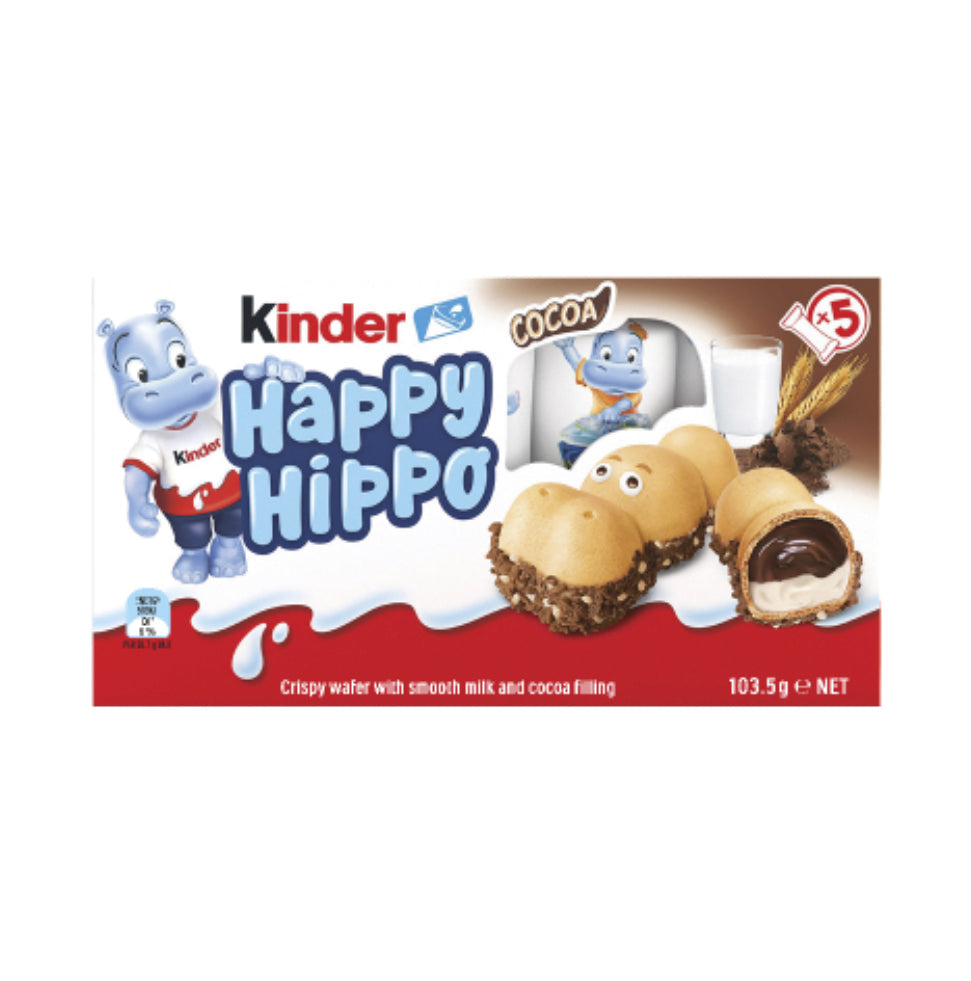 Kinder Happy Hippo Cocoa Chocolate Bars 5 x 21g -(B2B)