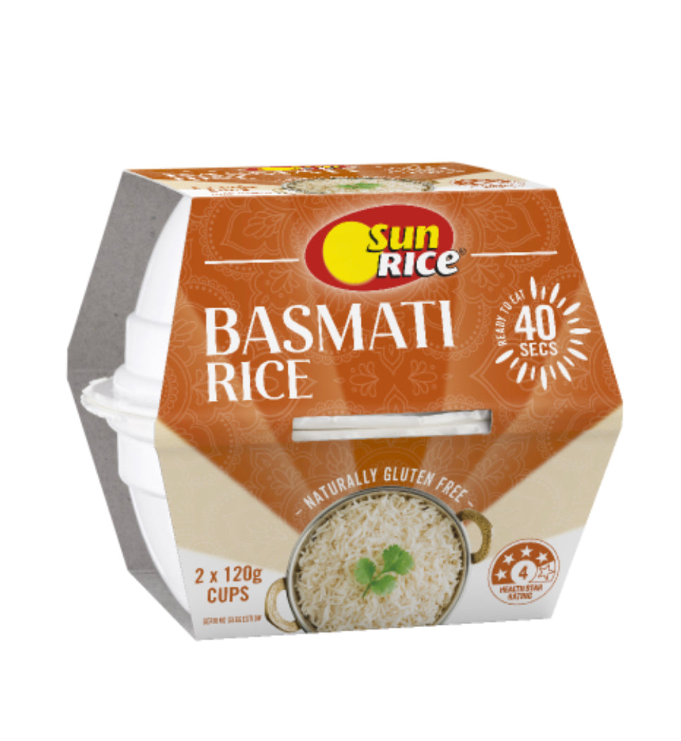 SunRice Basmati Rice Quick Cups 2 x 120g