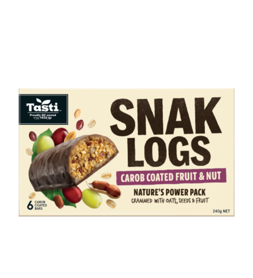 Tasti Carob Coated Fruit & Nut Snak Logs 6 x 40g