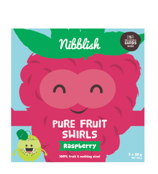 Nibblish Raspberry Pure Fruit Swirls 5 x 20g