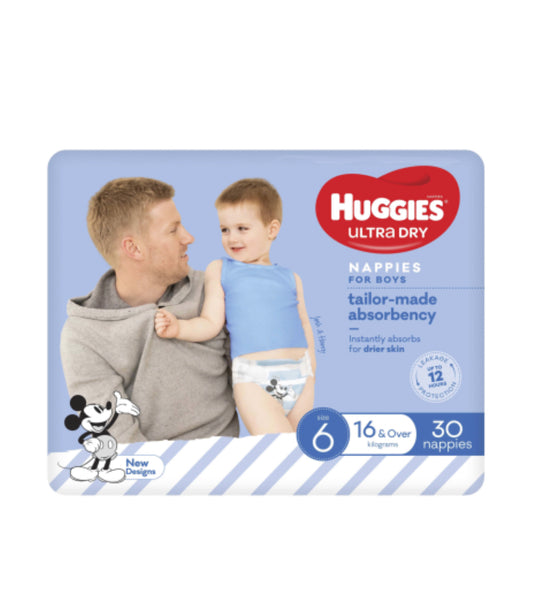 Huggies Ultra Dry Nappies Boys Size 6 16kg+ 30pk