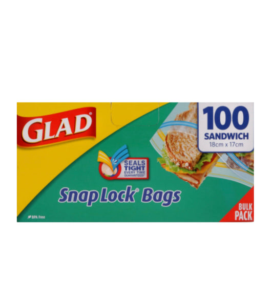 Glad Snap Lock Sandwich Bags 180 x 170mm 100pk