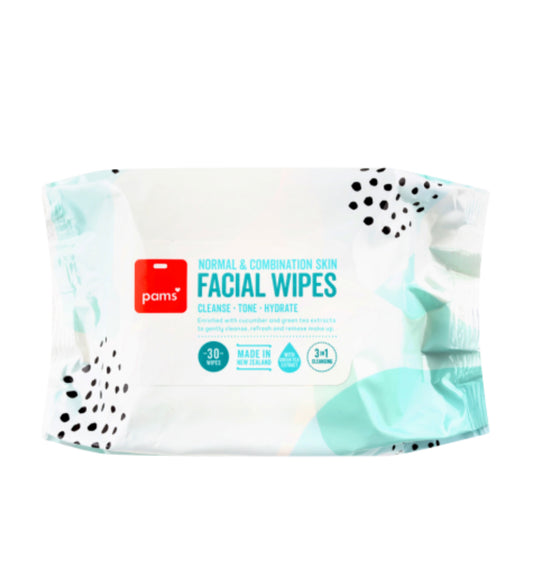 Pams Normal & Combination Skin Facial Wipes 30pk