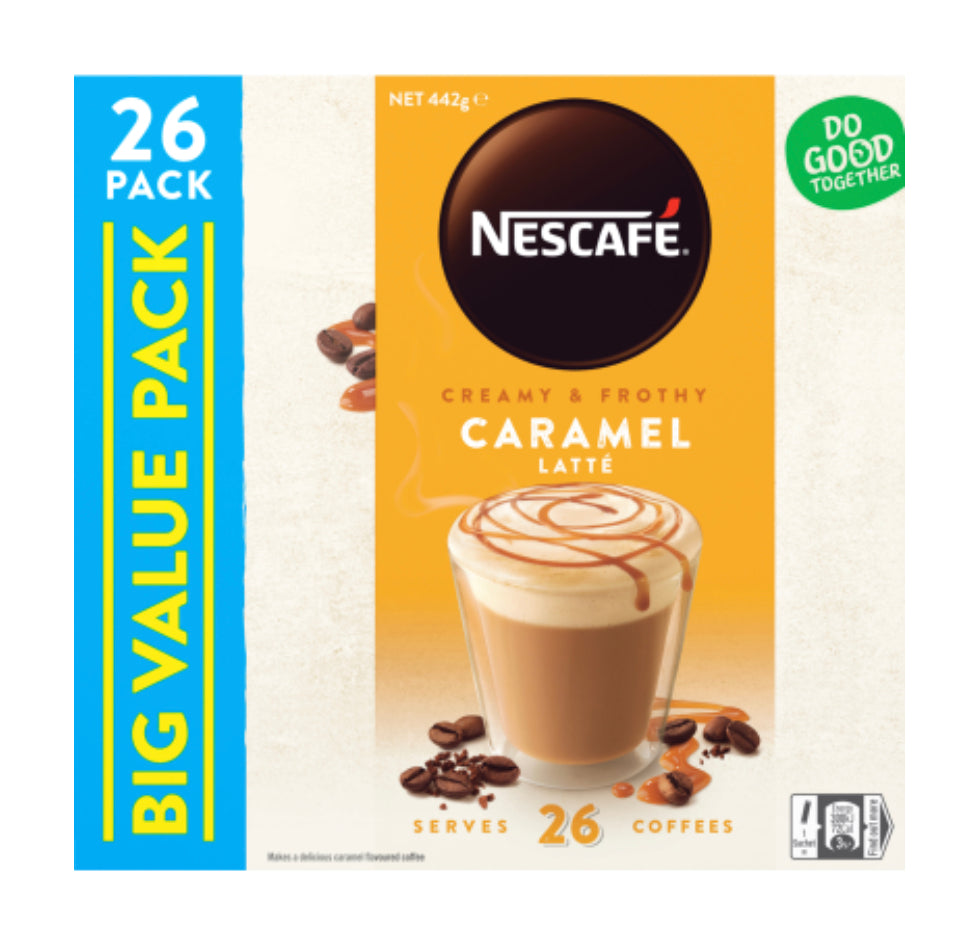 Nescafe Caramel Latte Coffee Sachets 26 x 17g